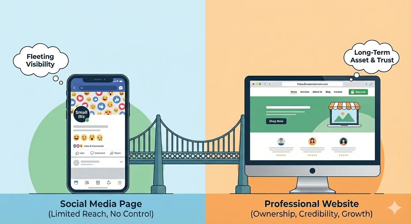 Featured image for blog post: Why Your Small Business Needs More Than Just a Social Media Page: The Critical Case for a Professional Website
